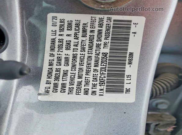 19XFC1F33LE203548 2020 HONDA CIVIC Silver VIN sticker view
