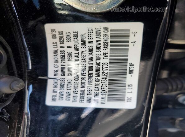 19XFC1F34LE217703 2020 HONDA CIVIC Black Вид підкапотного простору