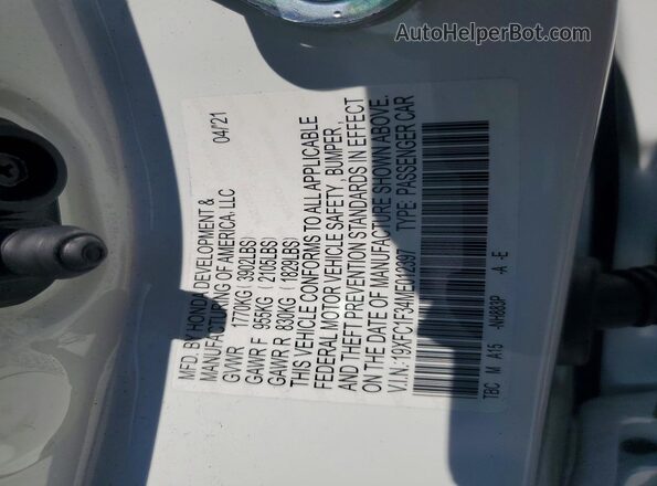 19XFC1F34ME012397 2021 HONDA CIVIC White Вид підкапотного простору