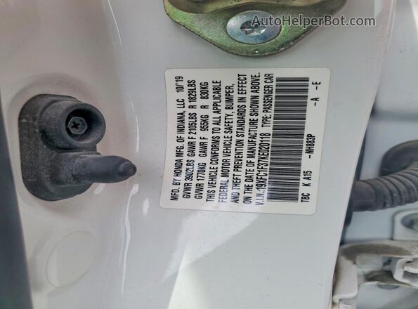 19XFC1F37KE020118 2019 HONDA CIVIC White Vista del compartimento del motor