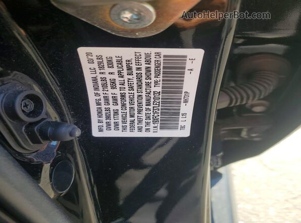 19XFC1F37LE210132 2020 HONDA CIVIC Black VIN კოდის სტიკერის ხედი
