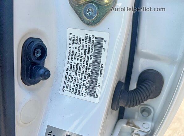 19XFC1F38GE015193 2016 HONDA CIVIC White 
