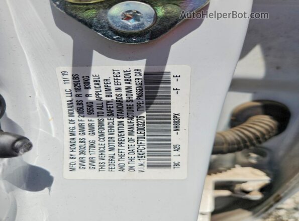 19XFC1F70LE003276 2020 HONDA CIVIC White VIN կոդի պիտակի տեսք