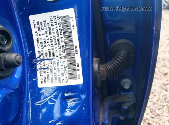 19XFC1F71HE013886 2017 HONDA CIVIC Синий Вид подкапотного пространства