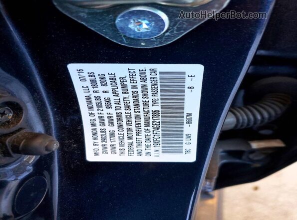 19XFC1F74GE217886 2016 HONDA CIVIC Gray Вид підкапотного простору
