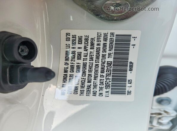 19XFC1F76LE012483 2020 HONDA CIVIC Белый Вид подкапотного пространства