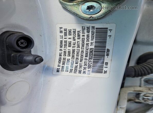 19XFC1F78GE039626 2016 HONDA CIVIC White ძრავის განყოფილების ხედი