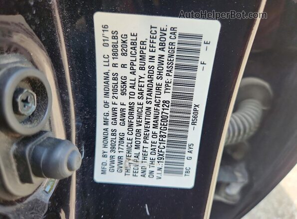 19XFC1F87GE007128 2016 HONDA CIVIC Фиолетовый Вид подкапотного пространства