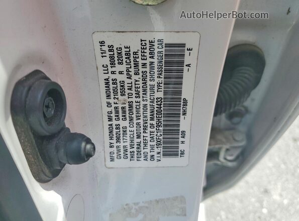 19XFC1F95HE004433 2017 HONDA CIVIC White Շարժիչի բաժամունքի տեսք