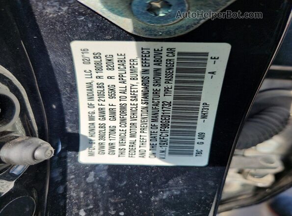 19XFC1F98GE011732 2016 HONDA CIVIC Black VIN sticker view