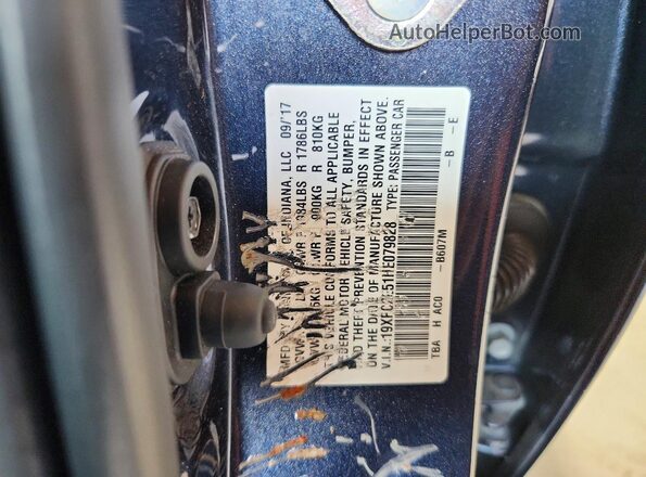 19XFC2E51HE079828 2017 HONDA CIVIC Blue Շարժիչի բաժամունքի տեսք