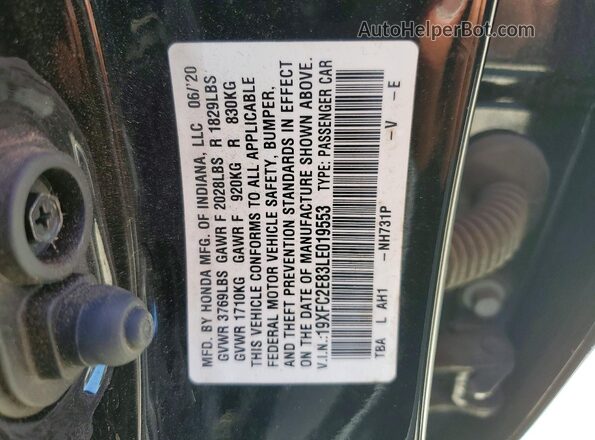 19XFC2E83LE019553 2020 HONDA CIVIC Черный Вид подкапотного пространства