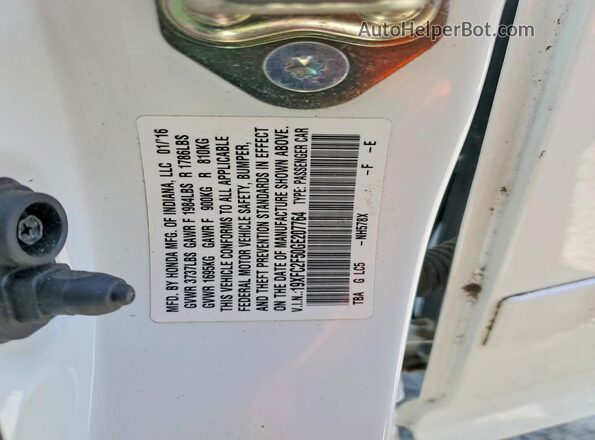 19XFC2F50GE207764 2016 HONDA CIVIC White Widok komory silnika
