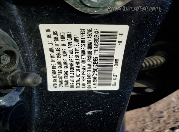 19XFC2F50GE239985 2016 HONDA CIVIC Угольный Вид наклейки с VIN-кодом