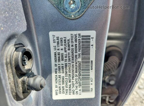 19XFC2F50HE069547 2017 HONDA CIVIC Silver Engine compartment view