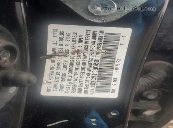 19XFC2F51GE006598 2016 HONDA CIVIC Black Widok komory silnika