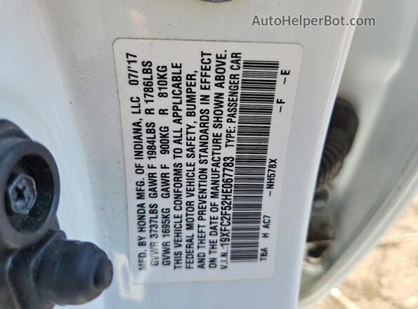 19XFC2F52HE067783 2017 HONDA CIVIC White ძრავის განყოფილების ხედი