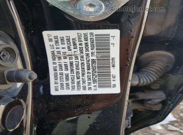 19XFC2F52HE072689 2017 HONDA CIVIC Black Vista del compartimento del motor