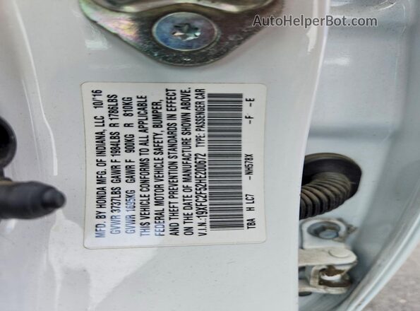 19XFC2F52HE200672 2017 HONDA CIVIC White VIN sticker view