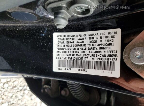 19XFC2F53GE065197 2016 HONDA CIVIC Black 