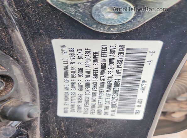 19XFC2F53HE010914 2017 HONDA CIVIC Black VIN կոդի պիտակի տեսք