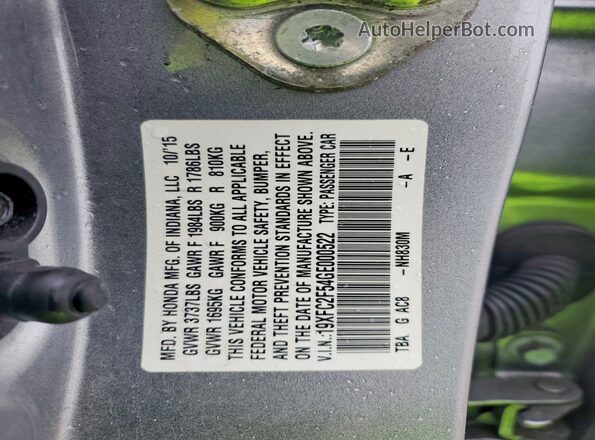 19XFC2F54GE000522 2016 HONDA CIVIC Silver Vista del compartimento del motor
