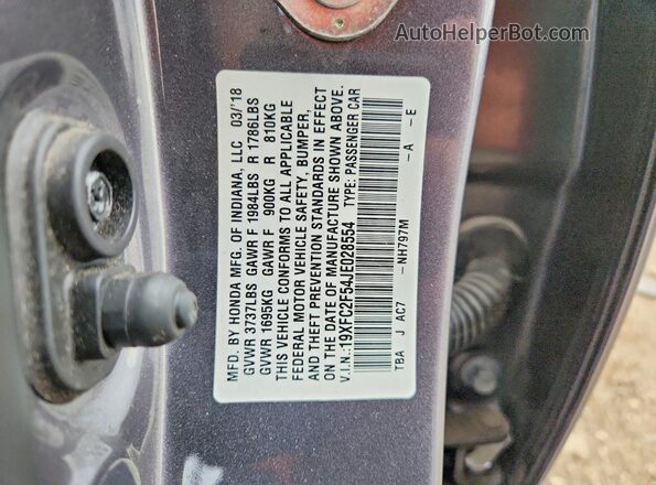 19XFC2F54JE028554 2018 HONDA CIVIC Gray Vista del compartimento del motor
