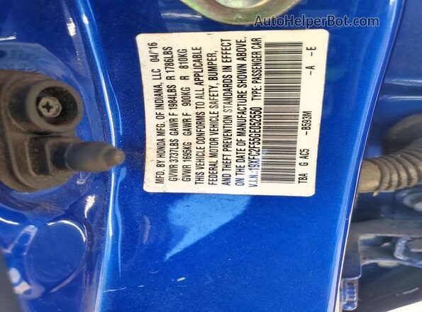 19XFC2F55GE052550 2016 HONDA CIVIC Blue Engine compartment view