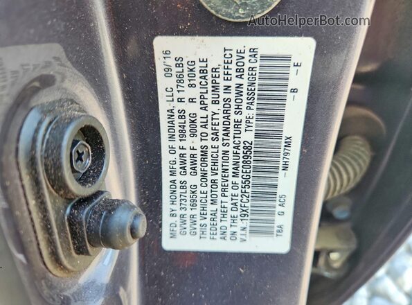 19XFC2F55GE089582 2016 HONDA CIVIC Gray Vista del compartimento del motor