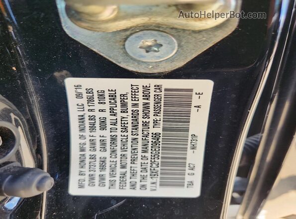 19XFC2F55GE096466 2016 HONDA CIVIC Black Вид підкапотного простору