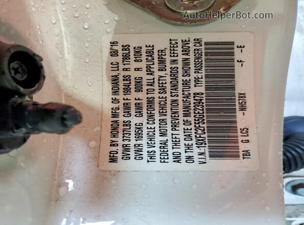 19XFC2F55GE239478 2016 HONDA CIVIC Белый Вид подкапотного пространства
