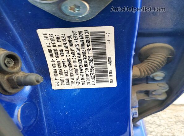 19XFC2F56HE050520 2017 HONDA CIVIC Синий Вид подкапотного пространства