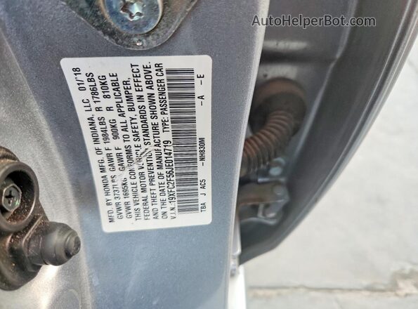 19XFC2F56JE014719 2018 HONDA CIVIC Silver Widok naklejki z numerem VIN