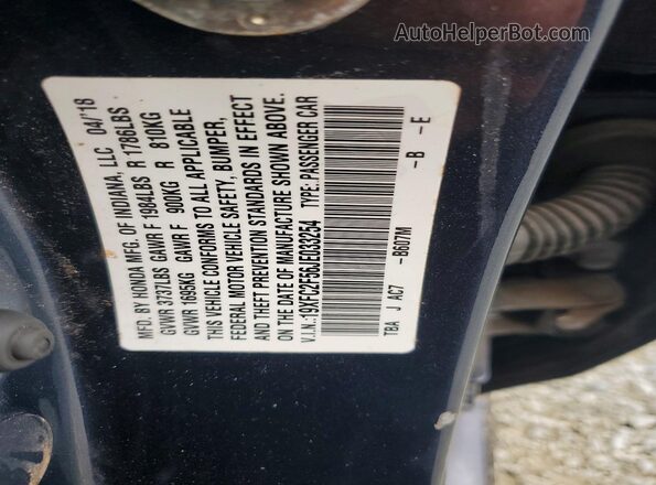 19XFC2F56JE033254 2018 HONDA CIVIC Синий Вид подкапотного пространства