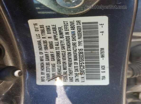 19XFC2F57GE023616 2016 HONDA CIVIC Gray Շարժիչի բաժամունքի տեսք