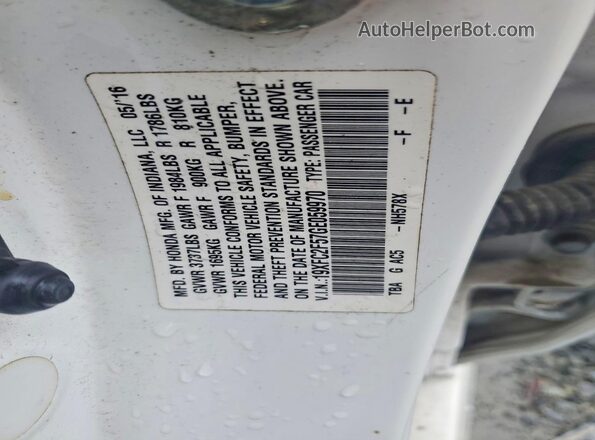 19XFC2F57GE059970 2016 HONDA CIVIC White Вид підкапотного простору