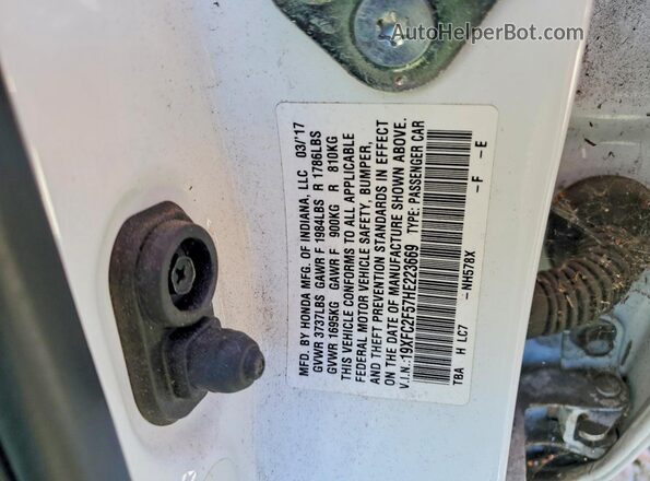 19XFC2F57HE223669 2017 HONDA CIVIC White Շարժիչի բաժամունքի տեսք