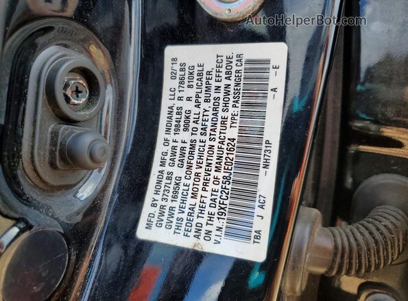 19XFC2F58JE021624 2018 HONDA CIVIC Black Շարժիչի բաժամունքի տեսք