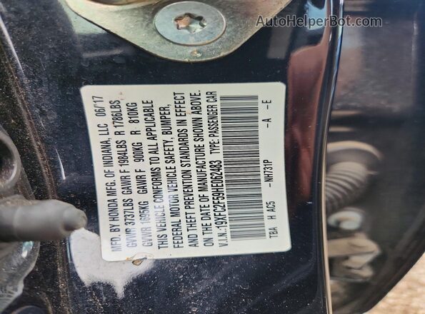 19XFC2F59HE062483 2017 HONDA CIVIC Black Vista del compartimento del motor