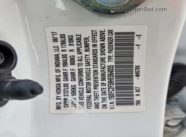 19XFC2F59HE064055 2017 HONDA CIVIC White Widok komory silnika