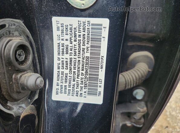 19XFC2F59HE230350 2017 HONDA CIVIC Black Vista del compartimento del motor