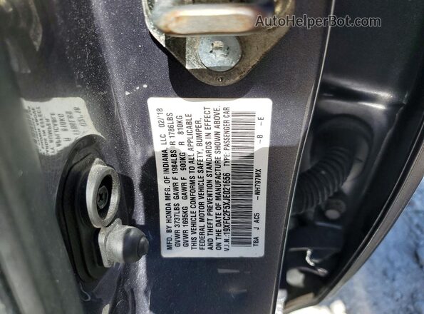 19XFC2F5XJE021656 2018 HONDA CIVIC Серый Вид подкапотного пространства