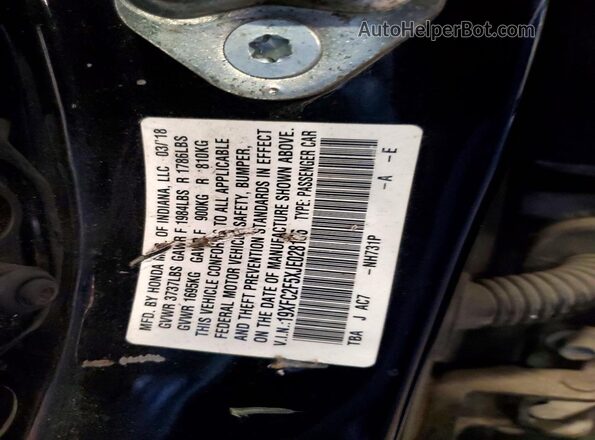 19XFC2F5XJE028106 2018 HONDA CIVIC Black Vista del compartimento del motor