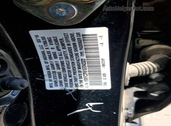 19XFC2F61GE043322 2016 HONDA CIVIC Black Вид наклейки з VIN-кодом
