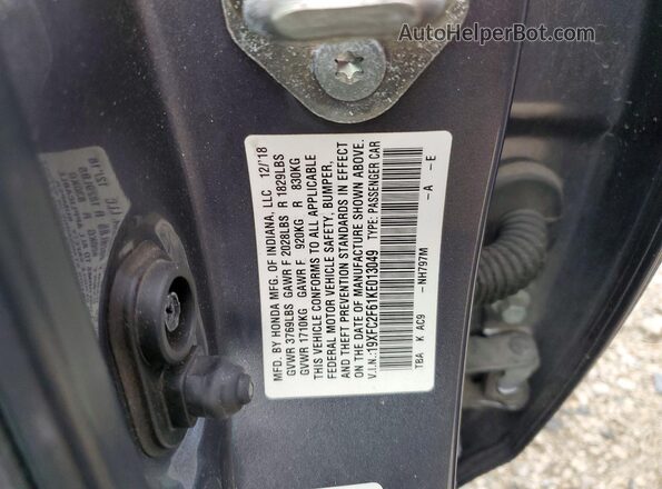 19XFC2F61KE013049 2019 HONDA CIVIC Gray 