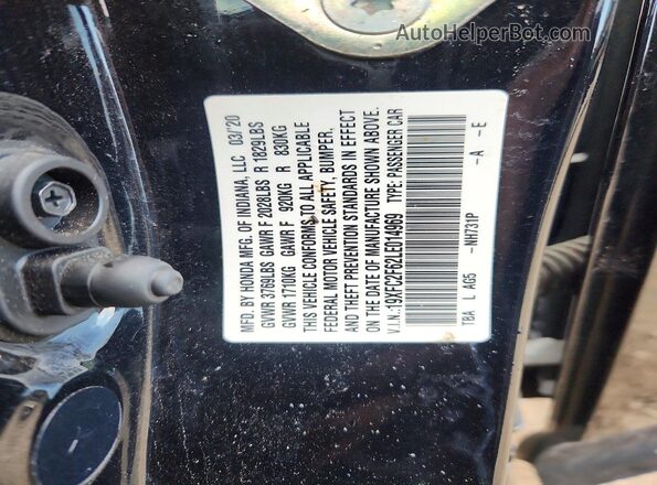 19XFC2F62LE014969 2020 HONDA CIVIC Black VIN კოდის სტიკერის ხედი