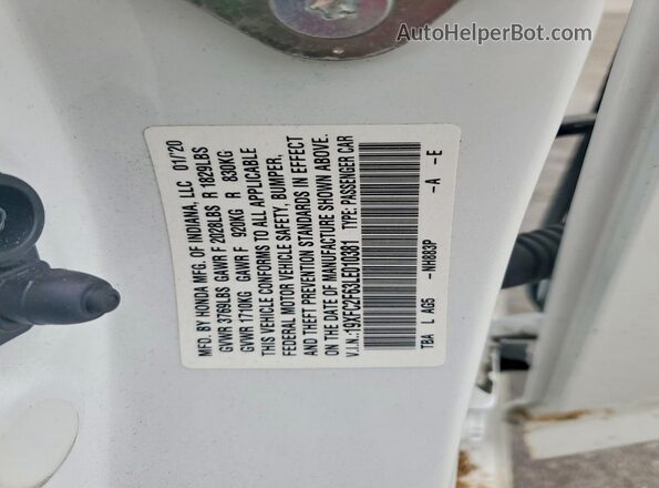 19XFC2F63LE010381 2020 HONDA CIVIC White VIN կոդի պիտակի տեսք