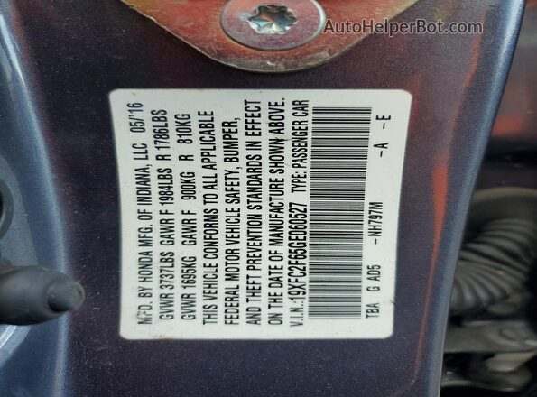 19XFC2F65GE060527 2016 HONDA CIVIC Gray Widok komory silnika