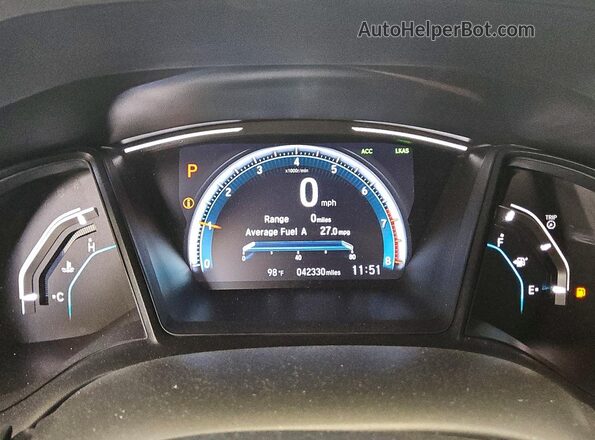 19XFC2F65KE206983 2019 HONDA CIVIC Blue Vista del cuadro de instrumentos
