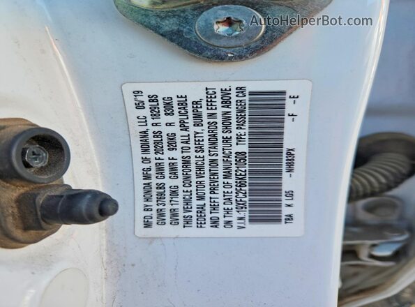 19XFC2F66KE210508 2019 HONDA CIVIC White Շարժիչի բաժամունքի տեսք